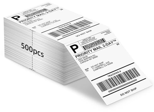 TATTMUSE 4x6 Etiketten, 500 Stück Versandetiketten für Etikettendrucker DHL | Faltetiketten 10x15 cm, Weiß thermo etiketten Kompatibel mit Etikettendrucker TATTMUSE, Munbyn, ETIKEZ, Phomemo