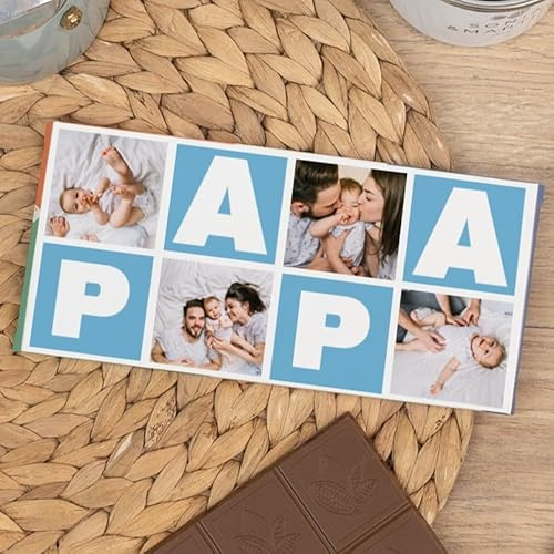 Wanapix | Tablette de Chocolat Personnalisée | Cadeau Original Fête des Pères | 9x18 cm | 80gr Chocolat au Lait | Letter Papa