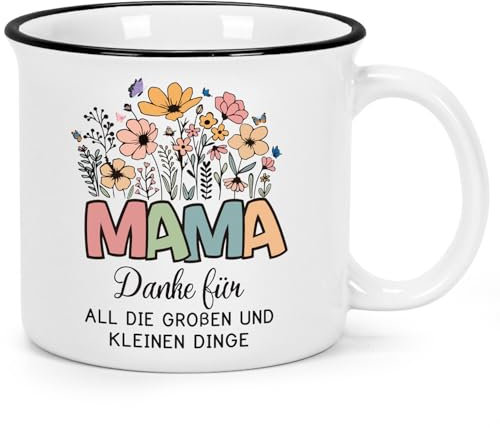 Joymaking Kaffeetasse Geschenk für Mama zum Geburtstag Muttertag, Beste Mama Geschenk Muttertagsgeschenk Tasse mit Spruch Danke für all die großen und kleinen Dinge, 450ml Weiß