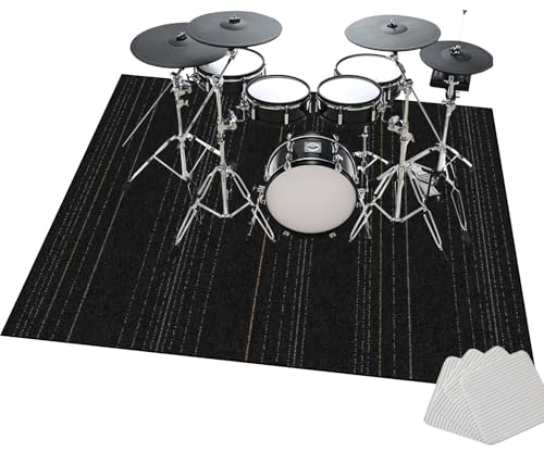 JaevKwzy Schlagzeugteppich, Schalldichte Teppich, Drum Teppich, rutschfeste Trommel Teppiche, Antivibrationsmatte, 140 x 100 cm Elektronisch Snare Klavier Musikinstrumente Teppich, Schlagzeug Teppich