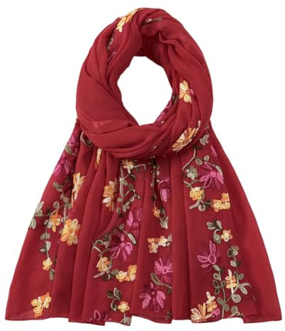 KAVINGKALY Baumwolle Bestickte Blumen Bedruckte Schal Blume Malerei Mode Schal Hals Schals für Frauen