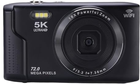 Cámara Digital de 5k 72MP con WiFi, 16x Zoom óptico, 2.8 LCD, 1200 MAh Battery Vlogging Camera para Viajar, Youtube, Soporte de 128 GB (Enfoque Automático, Modo Macro, Cámara