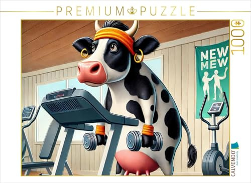 CALVENDO Puzzle Kuh im Fitnessstudio | 1000 Teile Lege-Größe 64 x 48 cm Foto-Puzzle für glückliche Stunden