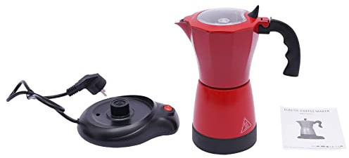 DHQCQL Elektrischer Kaffeebereiter 300ml 480W 220V Elektrischer Kaffeebereiter mit Basis, Elektrische Kaffeemaschine für 6 Tassen, Elektrische Kaffeemaschine für Reisen oder Camping (Rot)