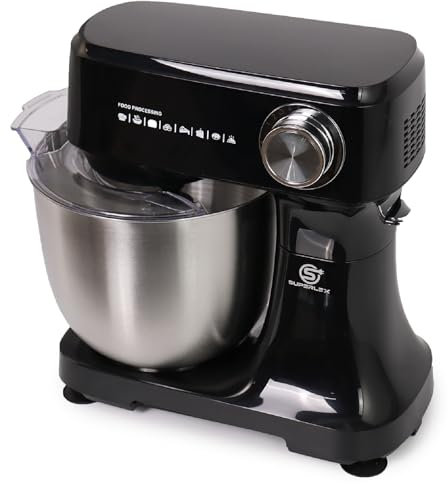 SUPERLEX Stand Mixer 10 Speeds Food Mixer 4.5L Stainless Steel Bowl 800W Electric Kitchen Mixers for Bread Cakes Baking with Whisk Dough Hook and Beater Attachments Dishwasher Safe
