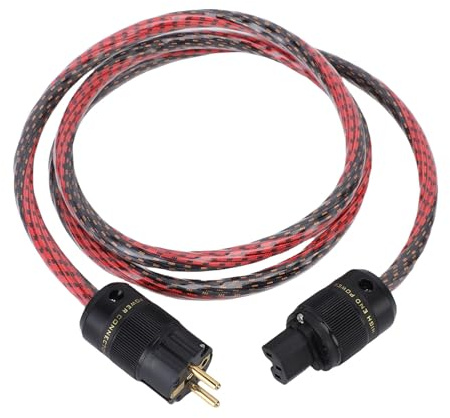 lyrlody Audiophile Stromkabel HiFi Netzkabel Hochleistungs-Stromkabel 10AWG mit vergoldeten Steckern für Verstärker CD-Player Plattenspieler