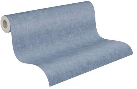 Livingwalls Cosmopolitan 791102 Non-Woven Wallpaper with Blue Textile Structure - Plain Tapestry 10.05 m x 0.53 m