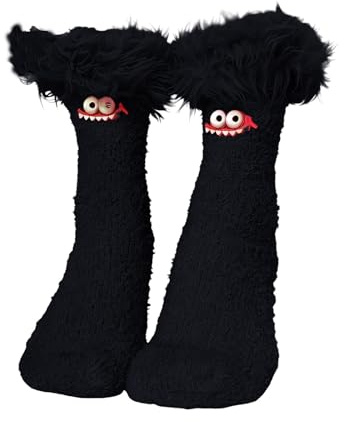 Generisch Kuschelige Das Maulmonster Socken, Flauschige Haussocken mit Fleece-Futter, 30cm Lang, Warme Wintersocken für Damen in Allerlei Farben