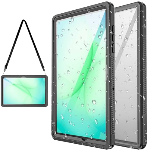 Miimall Coque Étanche pour Samsung Galaxy Tab A11+ 11'', [Protecteur d'Écran][Bandoulière Réglable] Antichoc Antidérapante Incassable Intégrale Renforcée 360°Samsung Galaxy Tab A11Plus Case, Noir