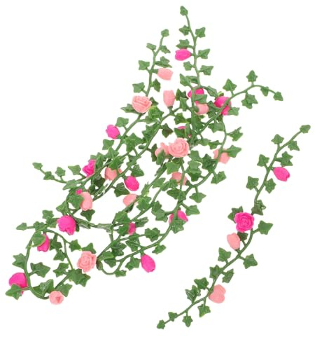 Mipcase 8pcs Miniature Dollhouse Rose Vine Decorations, Artificial Climbing Flower Vines for Fairy Garden and Outdoor Miniature Scenery Accessories