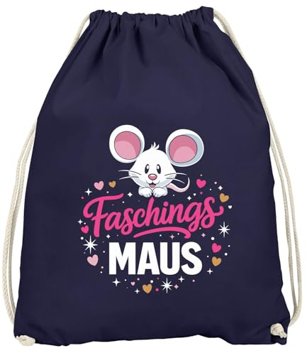 MoonWorks® Turnbeutel - Faschingsmaus - Accessoires Fasching Karneval Gadgets Spruch lustig Faschingsartikel Tasche Gymbag Navy unisize