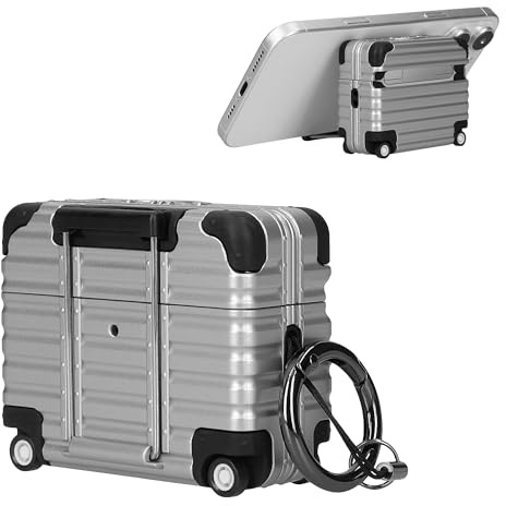 kwmobile Funda para Auriculares con diseño Tipo Maleta Compatible con Apple Airpods Pro 3 – Plata