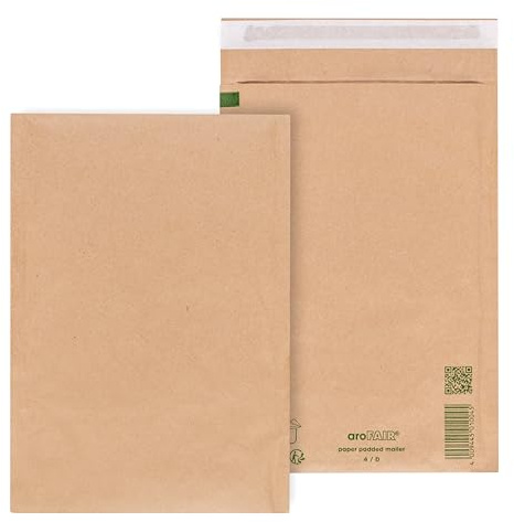 ÖKI Papierpolstertaschen 170 x 270 mm (Innenmaß) – Gepolsterte Versandtaschen aus Recyclingpapier, FSC-zertifiziert, plastikfrei, selbstklebend – für A5 & gefaltetes A4, braun, 100 Stück