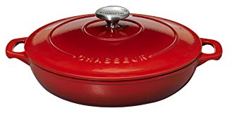Chasseur PUC492458 Faitout rond-24 cm fonte émaillée 1.7 liters, Rubis (intérieur Noir)