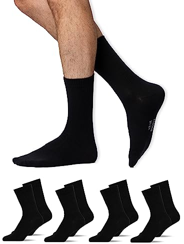 Snocks Herren & Damen Tennissocken (4x Paar) Lange Haltbarkeit Dank Bester Qualität, 02 Schwarz (4x Paar), 39 - 42