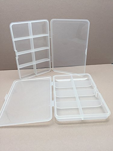 Clear Plastic Storage Box, 8 Compartments, 113mm x 76mm x 18mm, x 2 | Slim