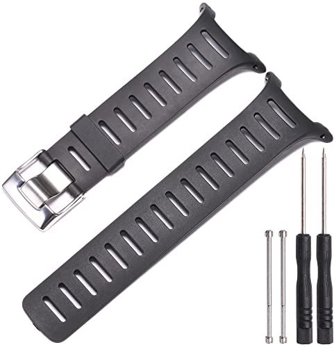 MCXGL Gummi Uhrenarmband Kompatibel mit SUUNTO T1 T1C T3 T3C T4C T4D Herren Ersatz Armband Schwarz Uhrenzubehör