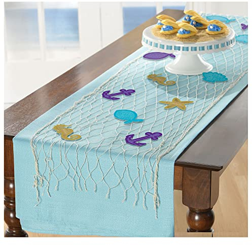 Amscan 242194 - Tischdekoration Fischernetz Mermaid Wishes, Plastik, Unterwasserwelt, 96.5cm x 1.72m