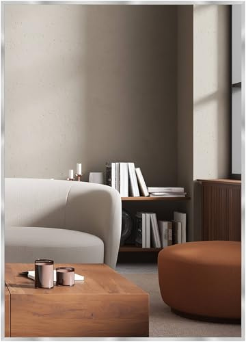 nielsen HOME Alpha Rectangular Wall Mirror - Silver 50x70cm - Aluminium Frame - with Hanging Set - Modern Minimalist Home Décor