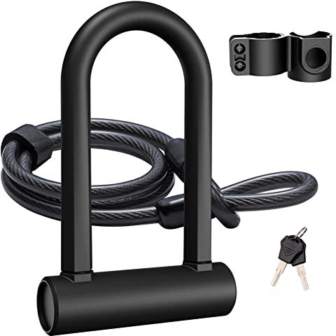 UBULLOX Bike U Lock Heavy Duty Bike Lock Bicycle U Lock, 16mm Shackle and 4ft Length Security Cable with Sturdy Mounting Bracket for Bicycle, Motorcycle and More