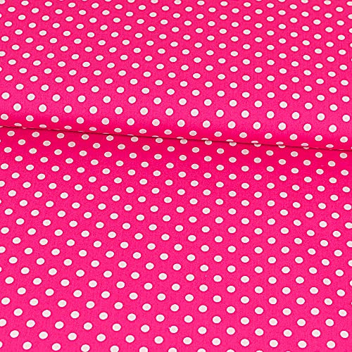 Tessuto di cotone rosa con pois bianchi – Il prezzo si intende per 0,5 metri