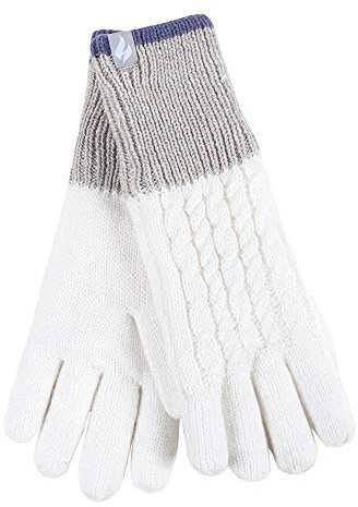 HEAT HOLDERS - Ladies Cute Striped Fairisle Warm Knitted Fleece Lined Winter Thermal Gloves (S/M, Cream (Kisdon))