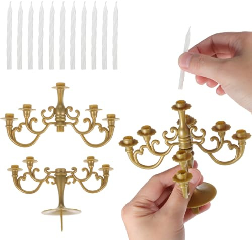 PartyKindom Creative Candlestick Cake Toppers 2Pcs Elegant Birthday Wedding Cake Decorations Food Picks for Party Festival Celebrations