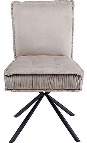 Kare Design Stuhl Chelsea, Grau, Drehstuhl, Esszimmerstuhl, Samtoptik, 360 Grad drehbar, 91x50x60 cm (H/B/T)