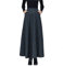Damen Lange Rock Elegant Wollrock Winterrock Warm Plaid Casual Party Maxirock Hohe Taille A-Linie röcke Retro Elastische Taille Faltenrock Grau Blau -XXL