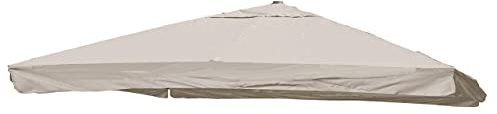 Mendler Ersatz-Bezug für Luxus-Ampelschirm HWC-A96 mit Flap, Sonnenschirmbezug, 3x4m (Ø5m) Polyester 4kg - Creme-grau