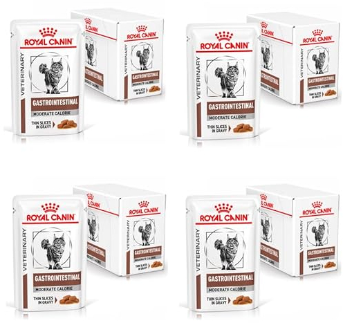 Royal Canin Veterinary Gatrointestinal Moderate Calorie | 4er Pack | 4 x 12 x 85 g | Diät-Alleinfuttermittel für Katzen | Zur Linderung akuter Resorptionsstörungen des Darms