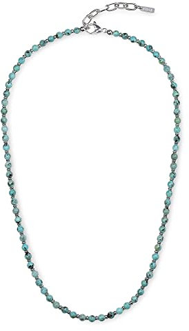 COAI Collana Unisex con Perle di Turchese Africano e Acciaio Inox, Collana Uomo Donna con Perline di Pietre Dure