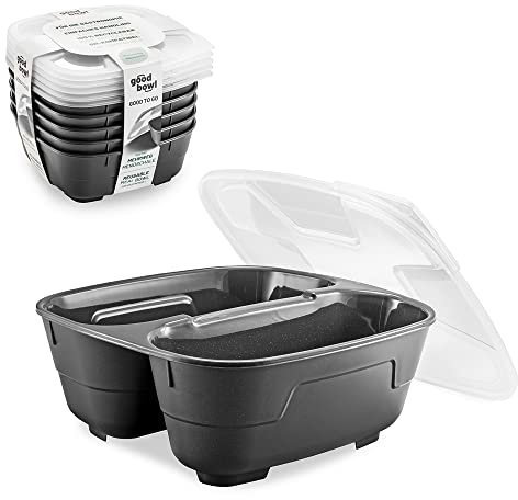 Thermohauser GoodBowl Twin, 5er Set, Mehrweg Essensbehälter, 1000 ml To Go Lunchboxen, mikrowellengeeignet, anthrazit