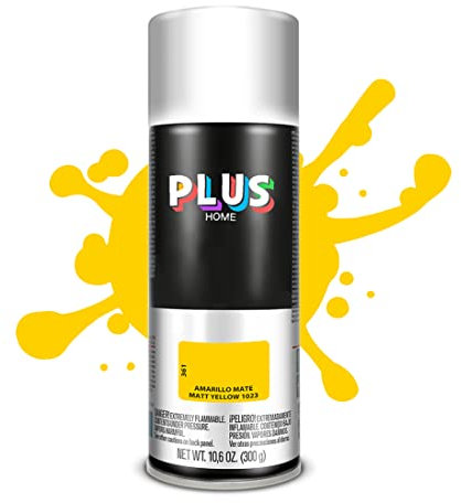 Pintura Spray 520cc para pintar todo tipo de super cies: madera, metal, cartón, tela, piedra, bra de vidrio, plásticos rígidos, etc para bricolaje y DIY.Amarillo Mate (Ral:1023)(Paquete de 1 )