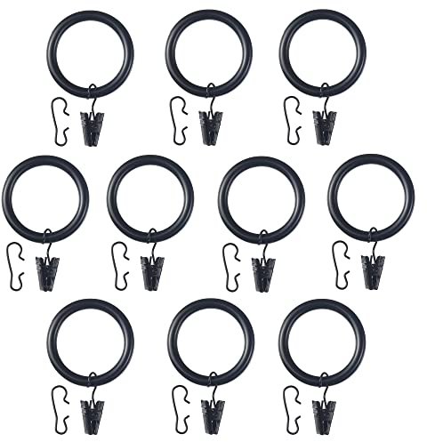 IKEA Syrlig Vorhangring mit Clip und Haken, Schwarz, 38 mm, 10 Stück