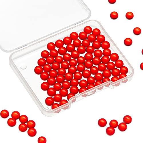 NBEADS 100 Stück Glas Quarz Perlen, 6mm Quarz Kugeln Perlen Rot Ungebohrte Runde Glasperlen Kein Loch Kristallklares Glas Charm Perlen für DIY Schmuck Herstellung von Dekorationen