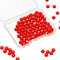 nbeads 100 Stück Glas Quarz Perlen, 6mm Quarz Kugeln Perlen Rot Ungebohrte Runde Glasperlen Kein Loch Kristallklares Glas Charm Perlen für DIY Schmuck Herstellung von Dekorationen