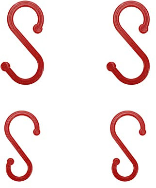 Woogim S-förmige Haken für Universal-Haken, ABS, mittlere und große Größe, je 2 Stück, rot