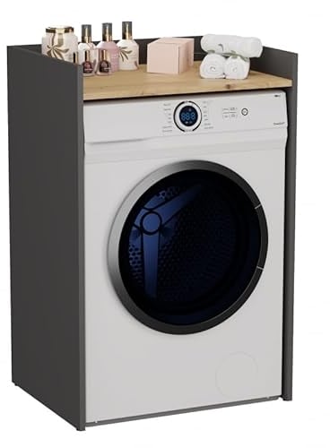 CDF Armadio per lavatrice Pola NP | Colore: antracite – rovere Artisan | Armadio moderno sopra la lavatrice | ripiano | Ripiani spaziosi | Montaggio semplice