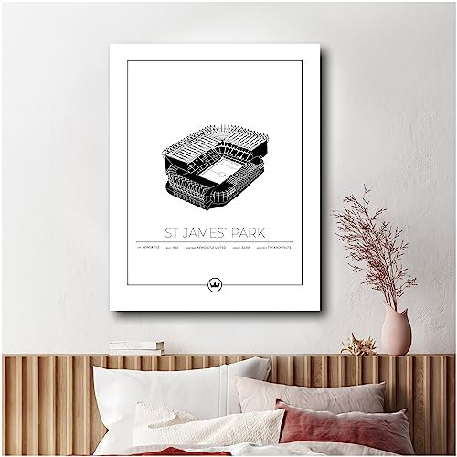 Sverigemotiv Fußballstadion-Wandkunstdruck – Fußballgeschenke für Jungen, Mädchen, Männer – Beste Premier-League Fußballmannschaften – ungerahmtes Poster (Newcastle – St James' Park, 40x50 cm)