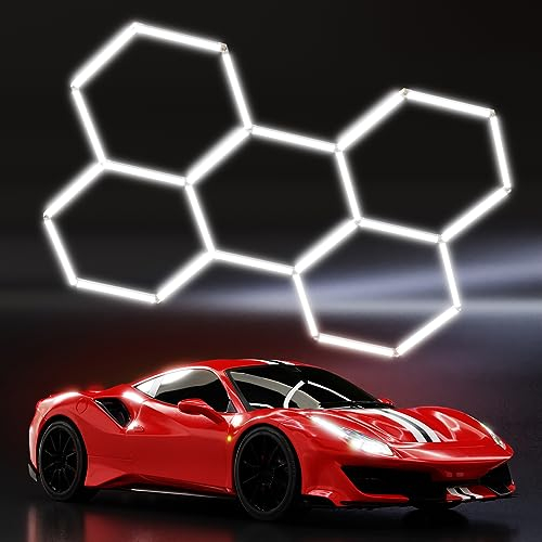 LPDSIPLAY Hexagon LED Garage Light, 25 Pack 200W 30000LM 6500K Hexagon Led Lights for Garage, Basement, Warehouse, Auto Beauty Shop, Car Detailing Shop etc.
