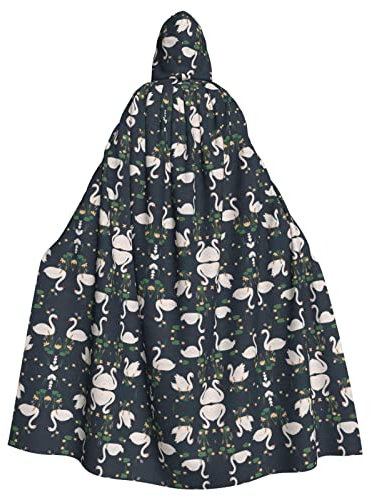 RFSHOP Beautiful White Swans on The Lake printed Unisex Adults Long Hooded Cloak Cape for Halloween carnival Cosplay Costumes,w