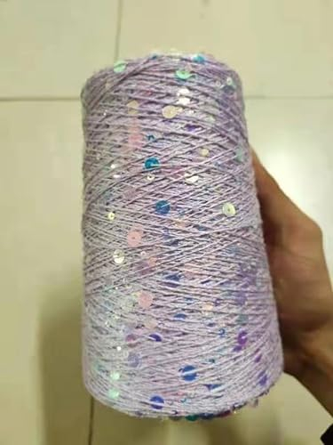 RAEF Ausgefallenes Baumwollgarn, 6 mm/3 mm, Pailletten-Strickgarn, ideales Partnergarn zum Stricken mit Anderen Garnen, 500 g, 1400 m