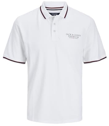 JACK & JONES Men's Jprbluarchie Ss Polo Sg Shirt, Bright White, M