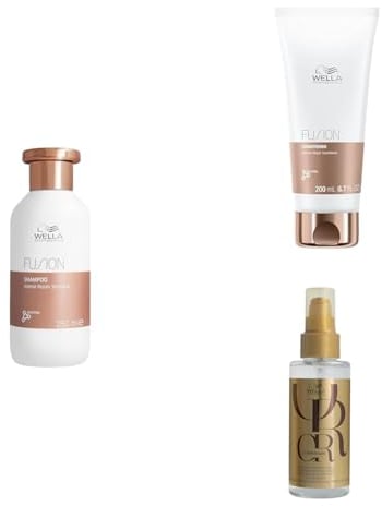 Wella Professionals Fusion Intense Repair Vorteils-Set – reparierende Haarpflege für kaputtes Haar – Set aus 250 ml Shampoo, 200 ml Conditioner und 100 ml Oil Reflections Haaröl