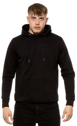 Cotton Prime Bequemer und Stilvoller Unisex Kaputzenpullover Hoody Sweatshirt für Damen und Herren, Schwarz, Gr. S