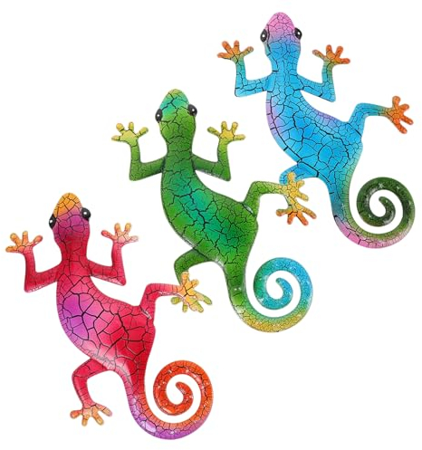 Cabilock 3st Eidechse Wanddekoration Wandkunst Im Freien Eidechsen-gartenkunst Gecko-wandschmuck Dekorative Gartenskulpturen Dekorative Vintage-wanddekoration Eidechsenwandschriften Metall