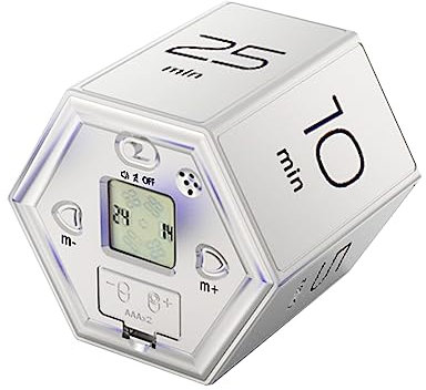 Irfora Sechseckiger Digitaluhr-Timer, magnetischer Würfel-Timer, Küche, sechseckiger Flip-Timer zum Lernen, Kochen, Trainieren, einfach zu bedienender magnetischer Flip-Fokus-Timer