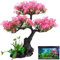 Didiseaon Aquarium Baum Pflanze Dekor künstliche rosa Kirschblüte Baum Gras Set Kunststoffpflanzen 4 Stück für Aquarium Zubehör