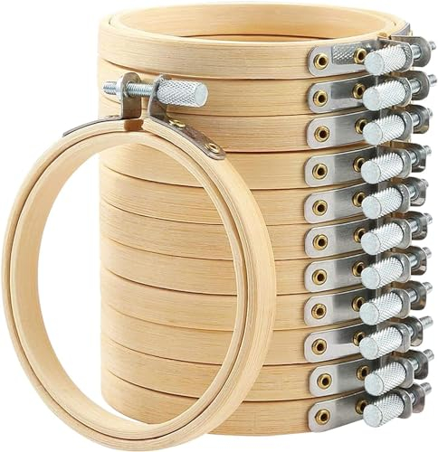 QUOTRE 16 Stück Bambus Stickrahmen Kreuzstich Rahmen 8cm Kreis Kreuzstich Hoop Stickerei Ring für DIY